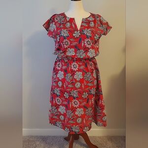 Talbot's Azalea "Beautiful Botannical" Fit and Flare, Flutter Sleeve Dress